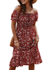 Sommerkleid Blumendruck Off The Shoulder Beach Dress