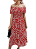 Sommerkleid Blumendruck Off The Shoulder Cotton Beach Dress