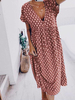 Sommerkleid Burgunder V-Ausschnitt Polyester Beach Dress