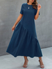 Sommerkleid Dark Navy Jewel Neck Baumwollmischung Strandkleid