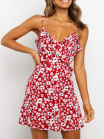Sommerkleid Ditsy Blumendruck Rüschen Cotton Slip Dress