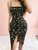 Sommerkleid Ditsy Floral Button Slit Frauen Bodycon Kleid