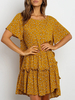 Sommerkleid Ditsy Floral Kurzarm Jewel Neck Beach Dress