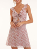 Sommerkleid Ditsy Floral Rüschen Kordelzug Cut Out Strandkleid