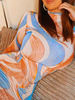 Sommerkleid Helles Himmelblau High Collar Color Block Polyester Strandkleid