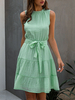 Sommerkleid Hellgrünes Juwel Hals Neck Chiffon Bow Beach Kleid