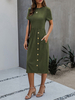 Sommerkleid Jewel Neck Kurzarm Tiefgraues Strandkleid