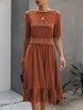 Sommerkleid Jewel Neck Lace Red Beach Kleid