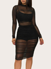 Sommerkleid Jewel Neck Long Beach Schwarz Bodycon Kleid