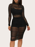 Sommerkleid Jewel Neck Long Beach Schwarz Bodycon Kleid