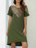 Sommerkleid Jewel Neck Printed Kurzarm T-Shirt Kleid