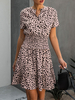 Sommerkleid Jewel Neck Printed Pink Beach Kleid