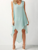 Sommerkleid Jewel Neck Printed Schwarzes Chiffon Long Beach Kleid