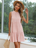Sommerkleid Jewel Neck ärmelloses rosa Midi Strandkleid