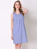 Sommerkleid Jewel Neck Stripes Muster Oversized Blau Knielanges Strandkleid