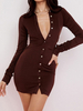 Sommerkleid Kaffee Brown Jewel Neck Polyester Beach Dress