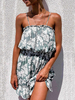 Sommerkleid Knöpfe Blatt gedruckt Cami Kleid