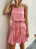 Sommerkleid Pink Straps Spaghetti Neck Cotton Blend Beach Dress