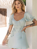 Sommerkleid Ärmelloses Sweetheart Neck Plissee Kordelzug Pastell Knielang Green Beach Kleid