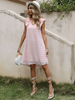 Sommerkleid Rosa V-Ausschnitt Ärmellose Applikation Polyester Knielanges Strandkleid