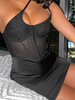 Sommerkleid Schwarzes schulterfreies Strandkleid aus Polyester