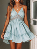 Sommerkleid Spitzeneinsatz Rückenloses ärmelloses Kleid mit kurzem Slip