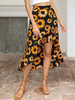 Sommerkleid Split Color Sonnenblumenmuster Midi Strandkleid