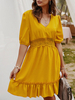 Sommerkleid Strandkleid mit V-Ausschnitt und Spitzeneinsatz