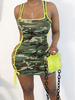Sommerkleid Träger Hals Tarnung Avocado Green Long Beach Kleid