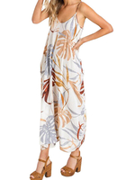 Sommerkleid Weiße Träger Hals Blumendruck Polyester Maxikleid Strandkleid
