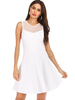 Sommerkleid weißes Juwel Neck Sleeveless Polyester Midi Sommer Strandkleid