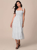 Sommerkleid White Straps Neck Sash Polka Dot Polyester Strandkleid