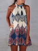 Sommerkleider Aprikose Damenmode gemischten Baumwollen mit Trägern Kleider Bohemian Kleider ärmellos und Printmuster überdimensional Sommerkleid