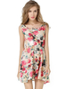 Sommerkleider Damenmode Polyester mit Rundkragen Kleider ärmellos und Printmuster Blumen Sommerkleid