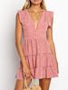 Sommerkleider Ditsy Floral V-Ausschnitt; ärmellos Rüschen Sexy Sitz und Aufflackern-Kleid
