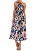 Sommerkleider Dunkelmarineblau Damenmode mit Trägern Chiffon ärmellos Kleider und Print Sommerkleid