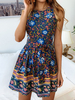 Sommerkleider Dunkelmarineblau Damenmode und Rundkragen Baumwolle ärmellos Kleider im schicken & modischen Style Sommerkleid und Printmuster