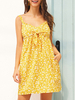 Sommerkleider Gelb Damenmode knielang und Trägern Baumwolle Kleider ärmellos Sommerkleid und Print und Spaghettiträger