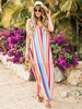 Sommerkleider graduelle verändernde Farbe Damenmode Chiffon und Trägern Kleider und Streifen und figurbetonendem Design Sommerkleid