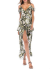 Sommerkleider Grün Damenmode Chiffon mit Trägern Kleider ärmellos und Print und Spaghettiträger Sommerkleid