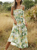 Sommerkleider Grün Damenmode lang im casualen Stil mit Printmuster Kleider und Spaghettiträger Sommerkleid