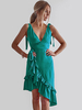 Sommerkleider Grün Damenmode mit Trägern gemischten Baumwollen ärmellos Kleider im schicken & modischen Style Sommerkleid in unregelmäßiger Form
