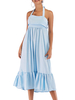 Sommerkleider Hellschiefergrau Damenmode mit Trägern Chiffon ärmellos Kleider im casualen Stil Sommerkleid