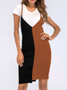 Sommerkleider Khakifarbe Damenmode mit Trägern gemischten Baumwollen ärmellos Kleider und Farbblock Sommerkleid und Spaghettiträger