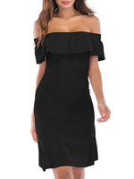 Sommerkleider Schwarz Damenmode mit Bateau-Kragen gemischten Baumwollen ärmellos Kleider im casualen Stil Sommerkleid