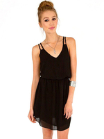 Sommerkleider Schwarz Damenmode mit Trägern Acetate ärmellos Kleider im schicken & modischen Style Sommerkleid Alltagskleidung