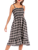 Sommerkleider Schwarz Damenmode mit Trägern Polyester ärmellos Kleider im casualen Stil Sommerkleid und Plaidmuster und Spaghettiträger