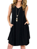 Sommerkleider Schwarz Damenmode V-Ausschnitt Baumwolle ärmellos Kleider im casualen Stil Sommerkleid überdimensional und Taschen