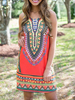 Sommerkleider Wassermelone rot Damenmode Polyester mit Rundkragen Kleider Bohemian Kleider ärmellos Dreiecksmuster Sommerkleid