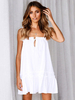 Sommerkleider Weiß Damenmode mit Trägern Polyester-Baumwolle ärmellos Kleider im schicken & modischen Style Sommerkleid und Rüschen